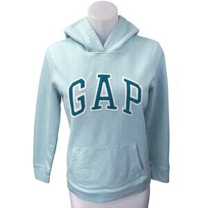GAP Blue Logo Long Sleeve Sweater Pocket Hoodie Hooded Sweatshirt Top Size M